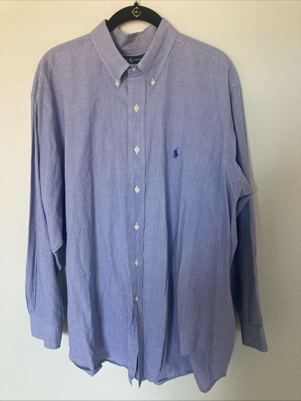 Ralph Lauren Yarmouth Mens Button Down Oxford 17 1/2-34Blue White Poplin Striped